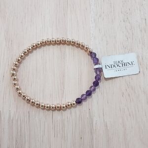 Bijou Indochine Amethyst Gold Filled 4mm Bead 6.5 Inch Bracelet